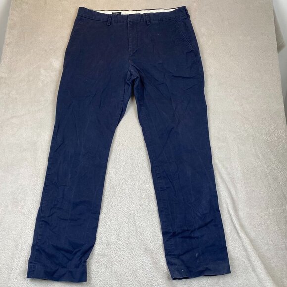 J.Crew Mens Pants Size 35x32 [34x30 measured] Flex Chino Flat Front Navy - Picture 12 of 12